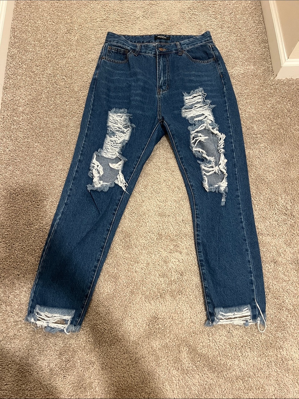 American Bazi Ripped High-Rise Dark Blue Women’s Jeans